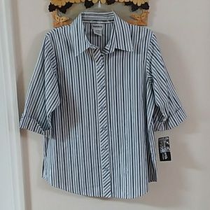 Bonworth  Blouse With Blue and Sliver Stripes NWT